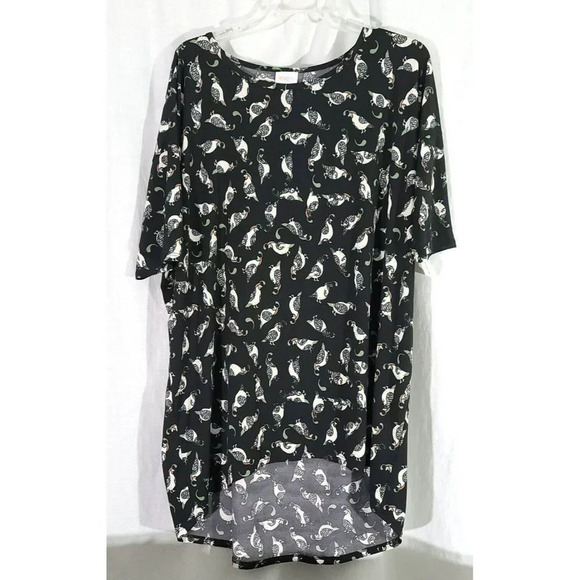 LuLaRoe Women's Size L Black Multicolor Pigeon s/s Drop Shoulder Irma Tunic Top - Picture 1 of 5